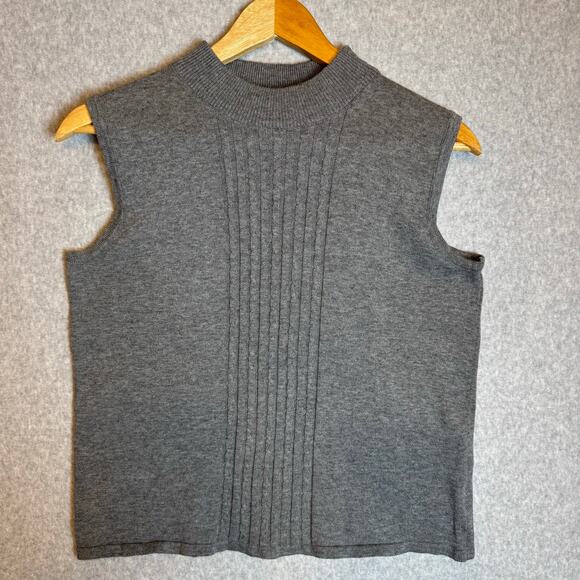 Southern Lady Cable knit Sweater Vest Womens Small Gray Mock Neck Sleeveless Top - Picture 1 of 8
